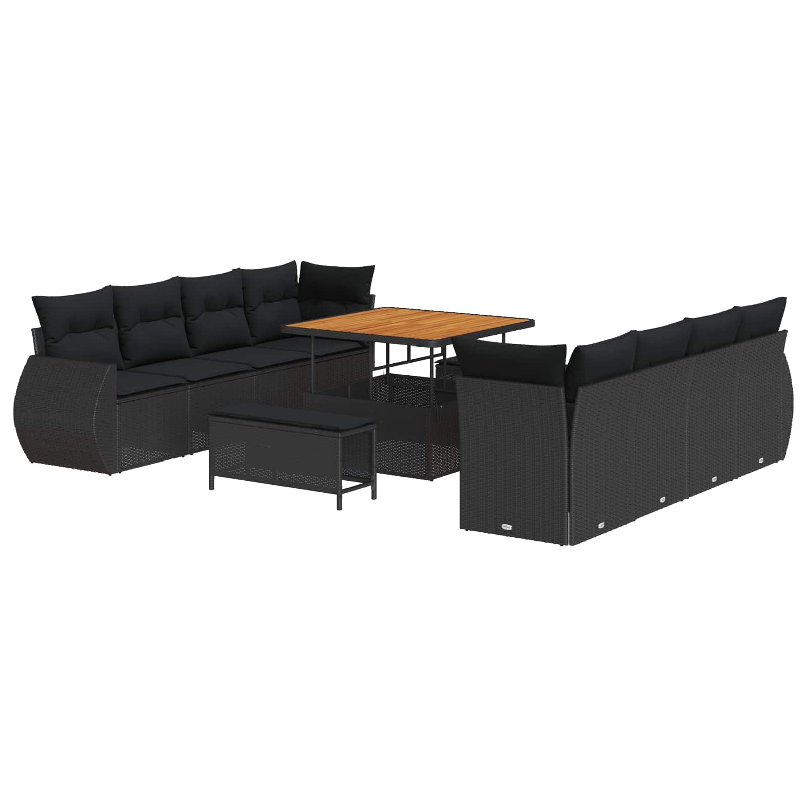 Gartensofa-set 11 stk. Schwarz Poly-Rattan