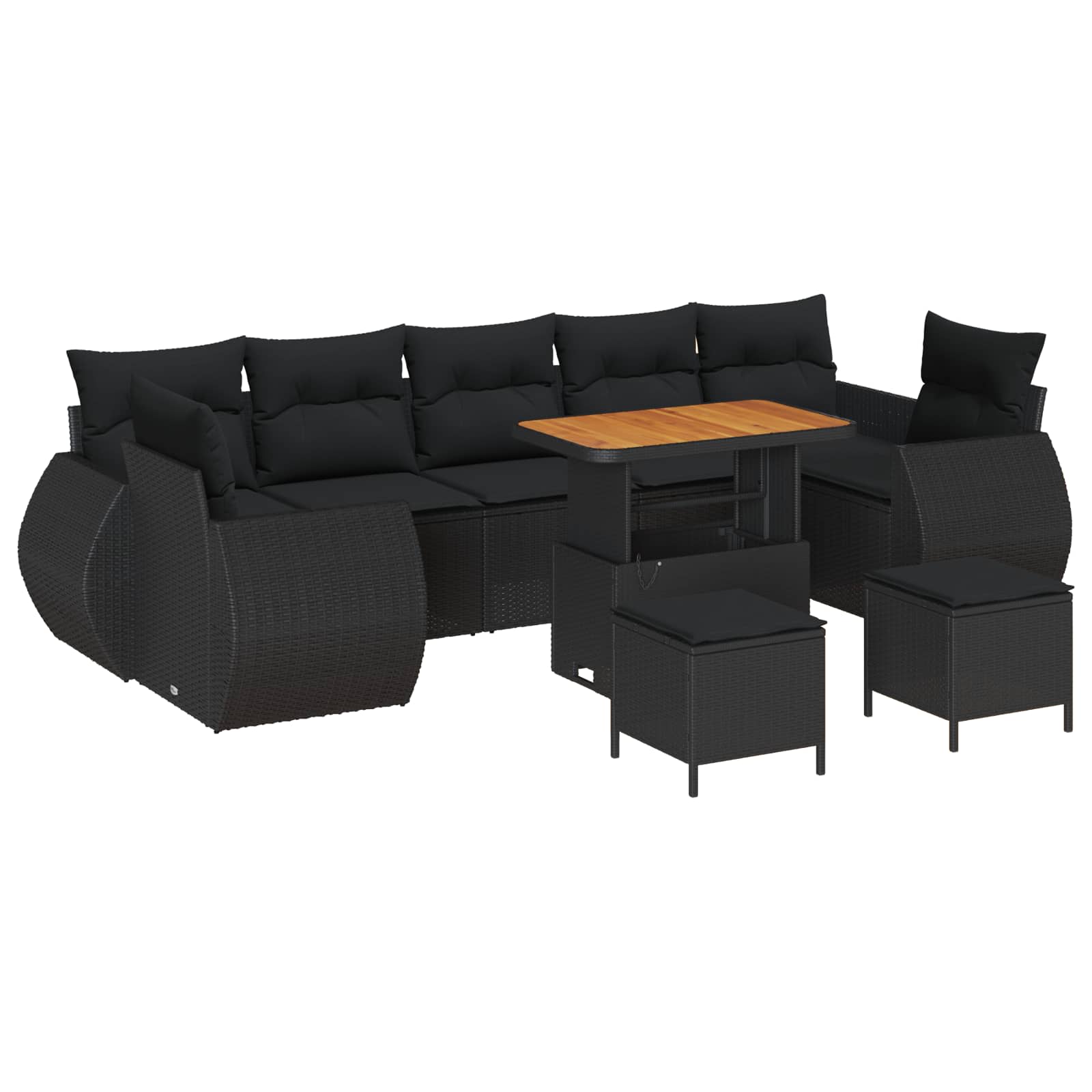 Gartensofa-set 10 Stk. Schwarz Poly-Rattan
