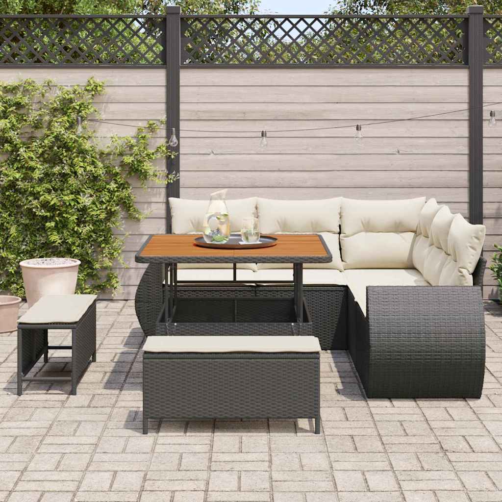 Gartensofa-set 8 stk. Schwarz Poly-Rattan