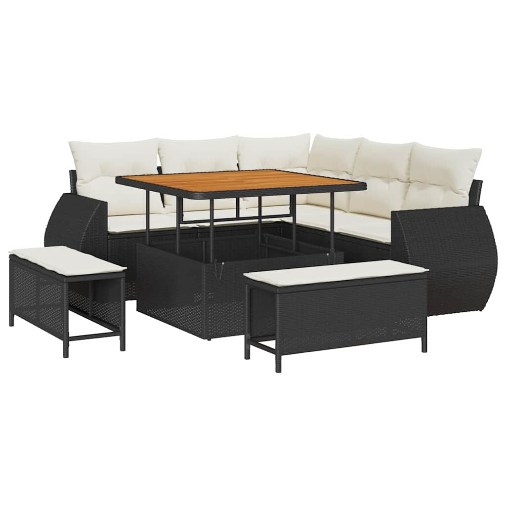 Gartensofa-set 8 stk. Schwarz Poly-Rattan