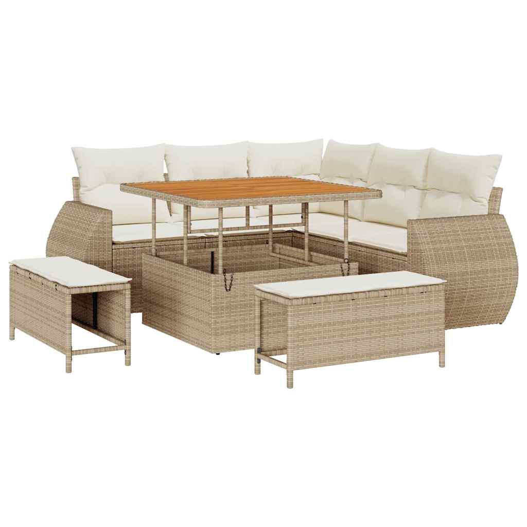 Gartensofa-set 8 stk. Beige Poly-Rattan