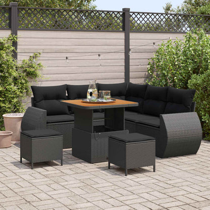 Gartensofa-set 8 stk. Schwarz Poly-Rattan