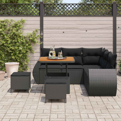 Gartensofa-set 8 stk. Schwarz Poly-Rattan