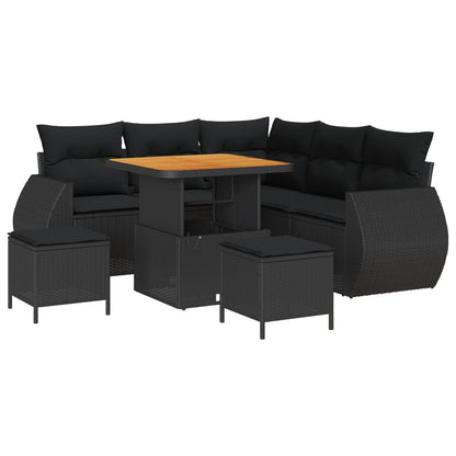 Gartensofa-set 8 stk. Schwarz Poly-Rattan
