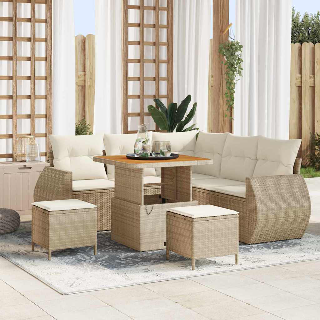 Gartensofa-set 8 stk. Beige Poly-Rattan