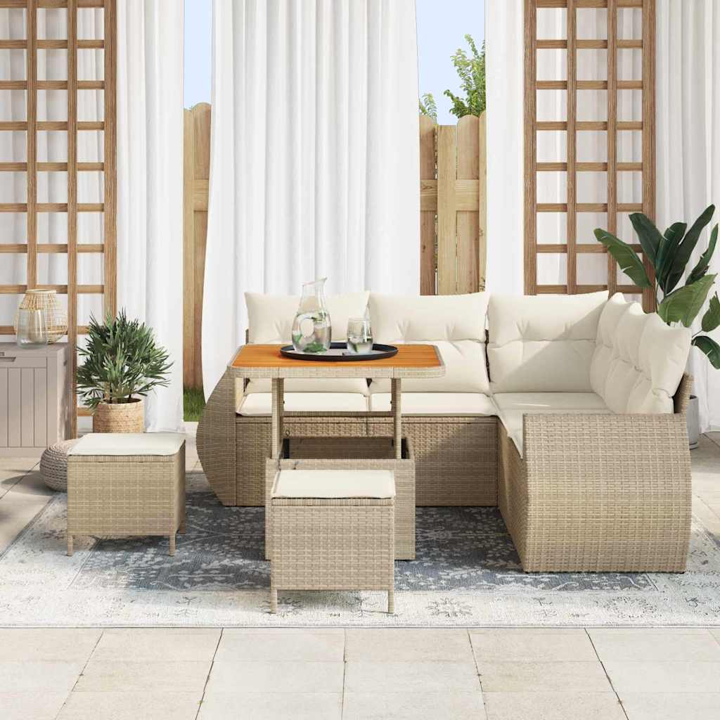 Gartensofa-set 8 stk. Beige Poly-Rattan