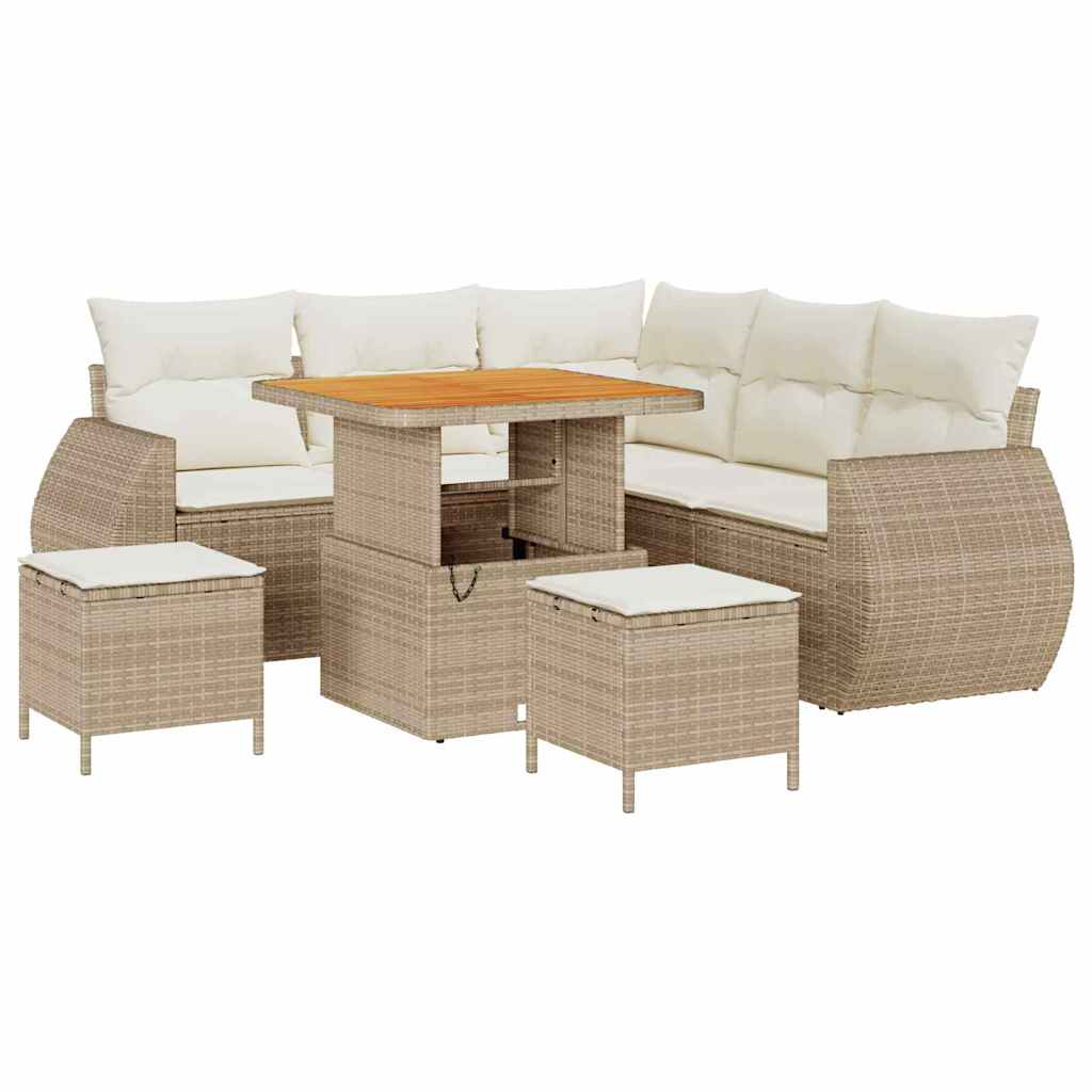 Gartensofa-set 8 stk. Beige Poly-Rattan