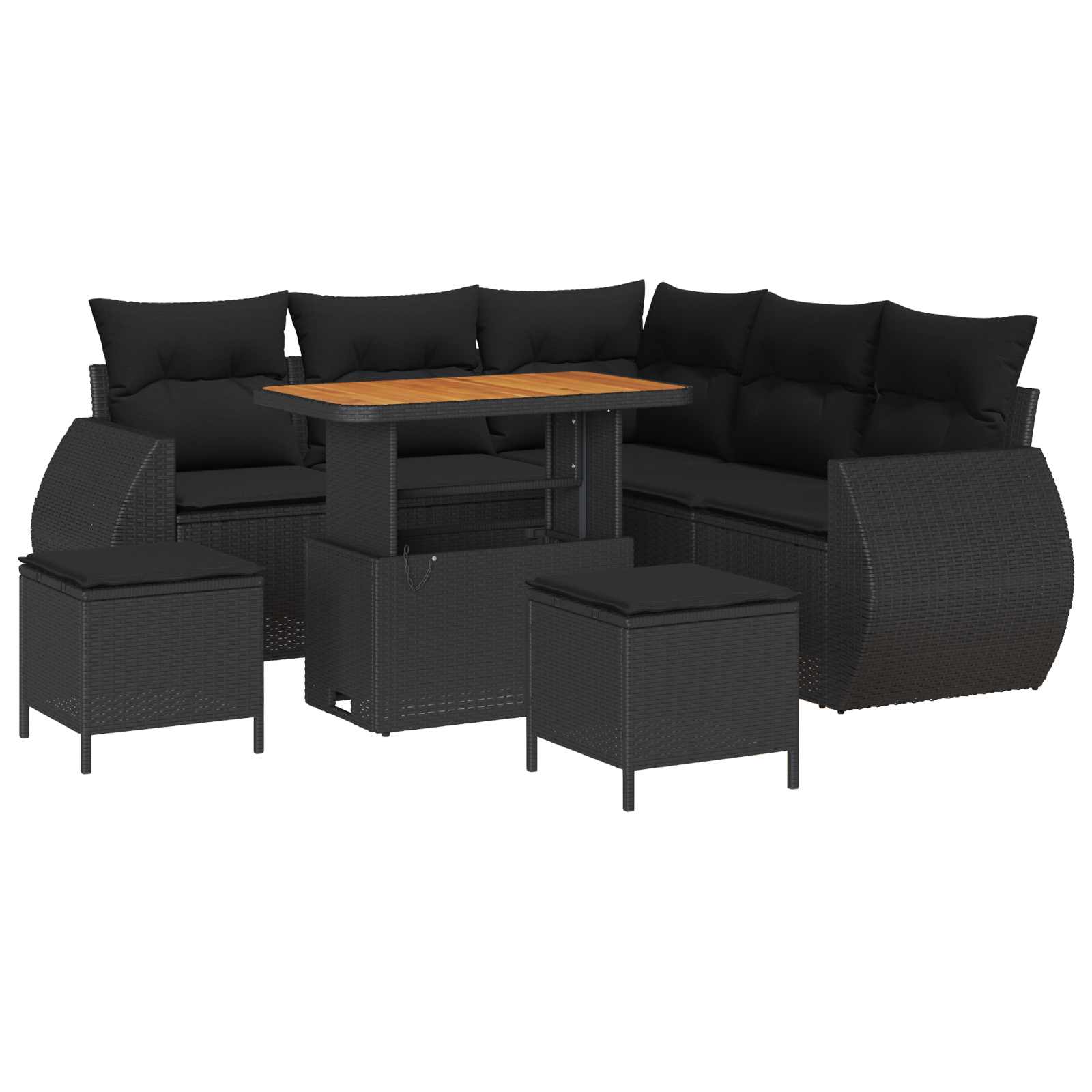 Gartensofa-set 8 stk. Schwarz Poly-Rattan