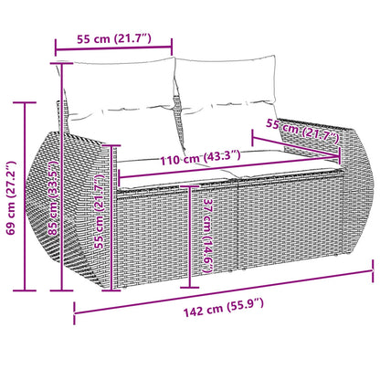 Gartensofa-set 8 stk. Schwarz Poly-Rattan