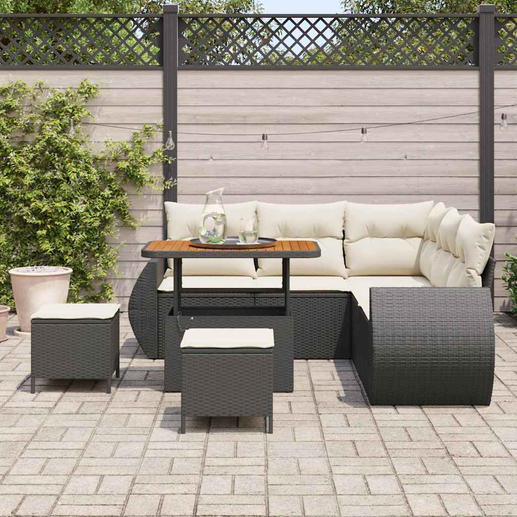 Gartensofa-set 8 stk. Schwarz Poly-Rattan