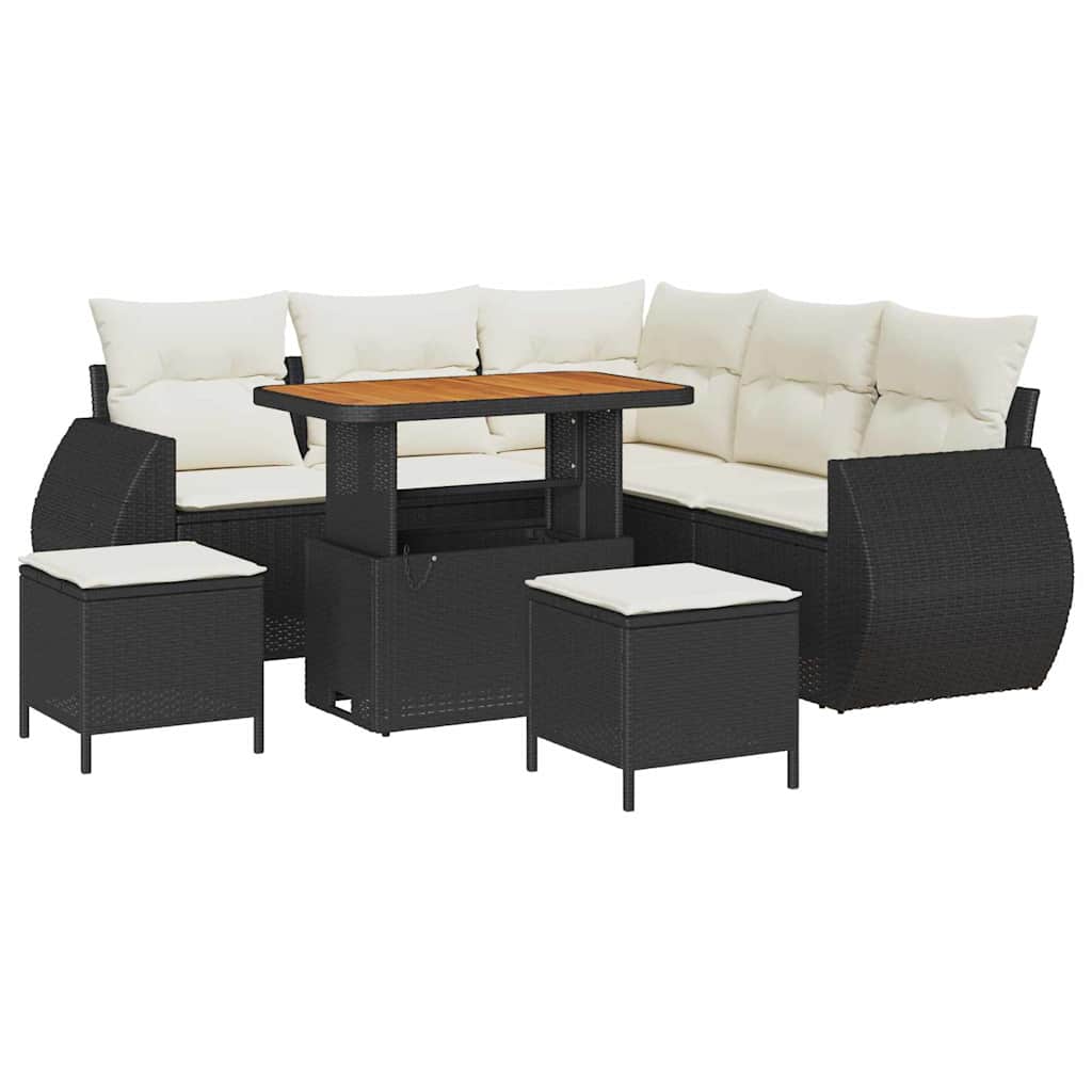 Gartensofa-set 8 stk. Schwarz Poly-Rattan