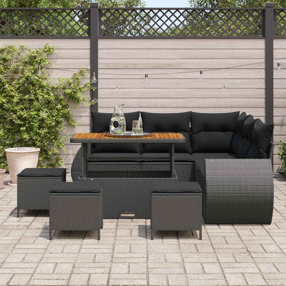 Gartensofa-set 9 stk. Schwarz Poly-Rattan