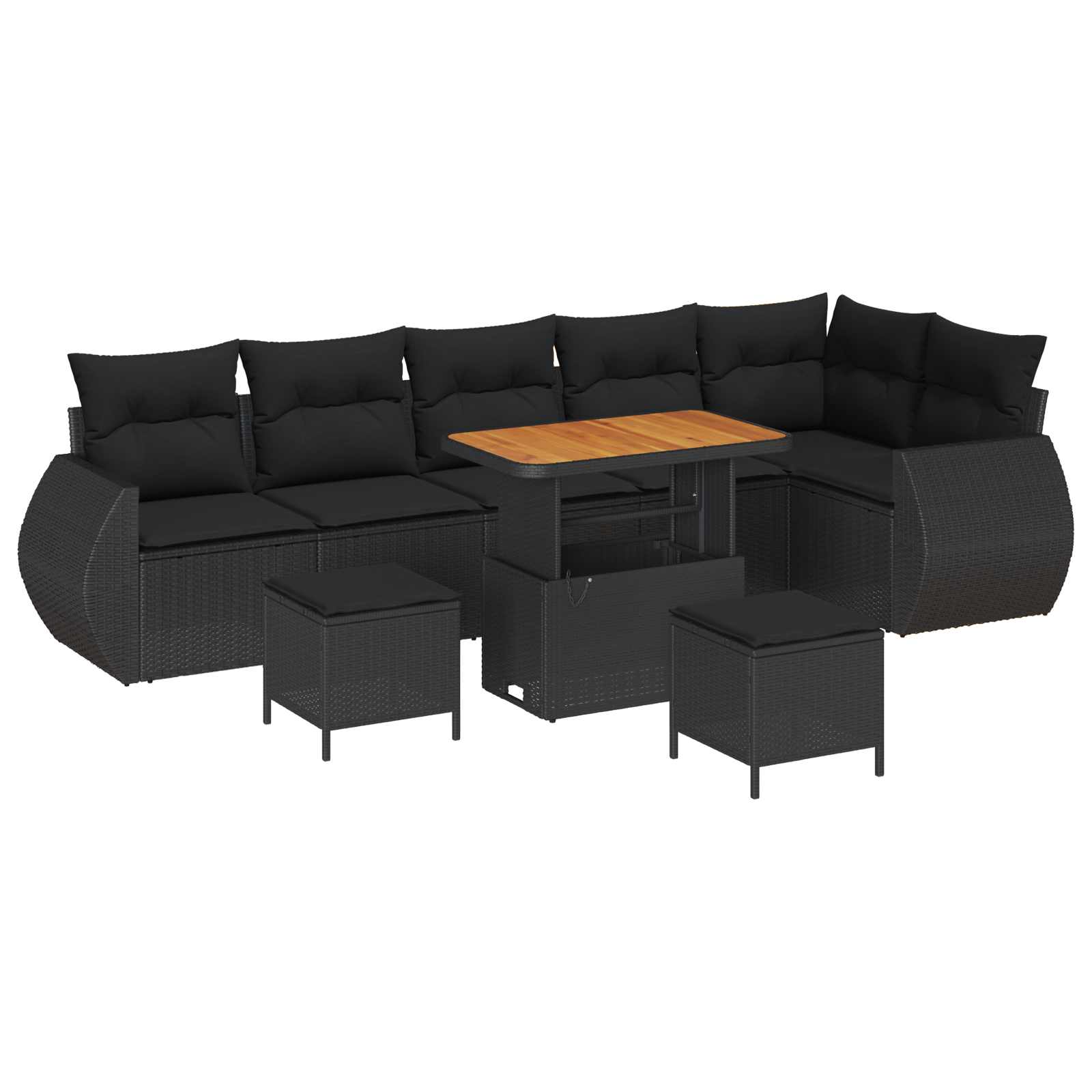 Gartensofa-set 9 Stk. Schwarz Poly-Rattan