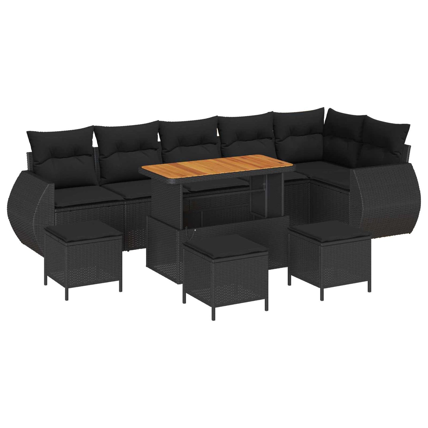 Gartensofa-set 10 stk. Schwarz Poly-Rattan