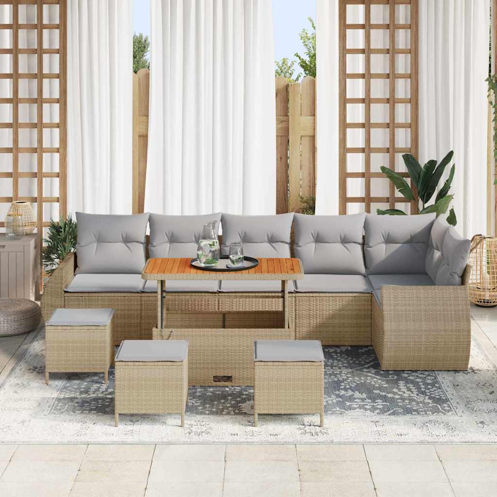 Gartensofa-set 10 pcs Beige Poly-Rattan