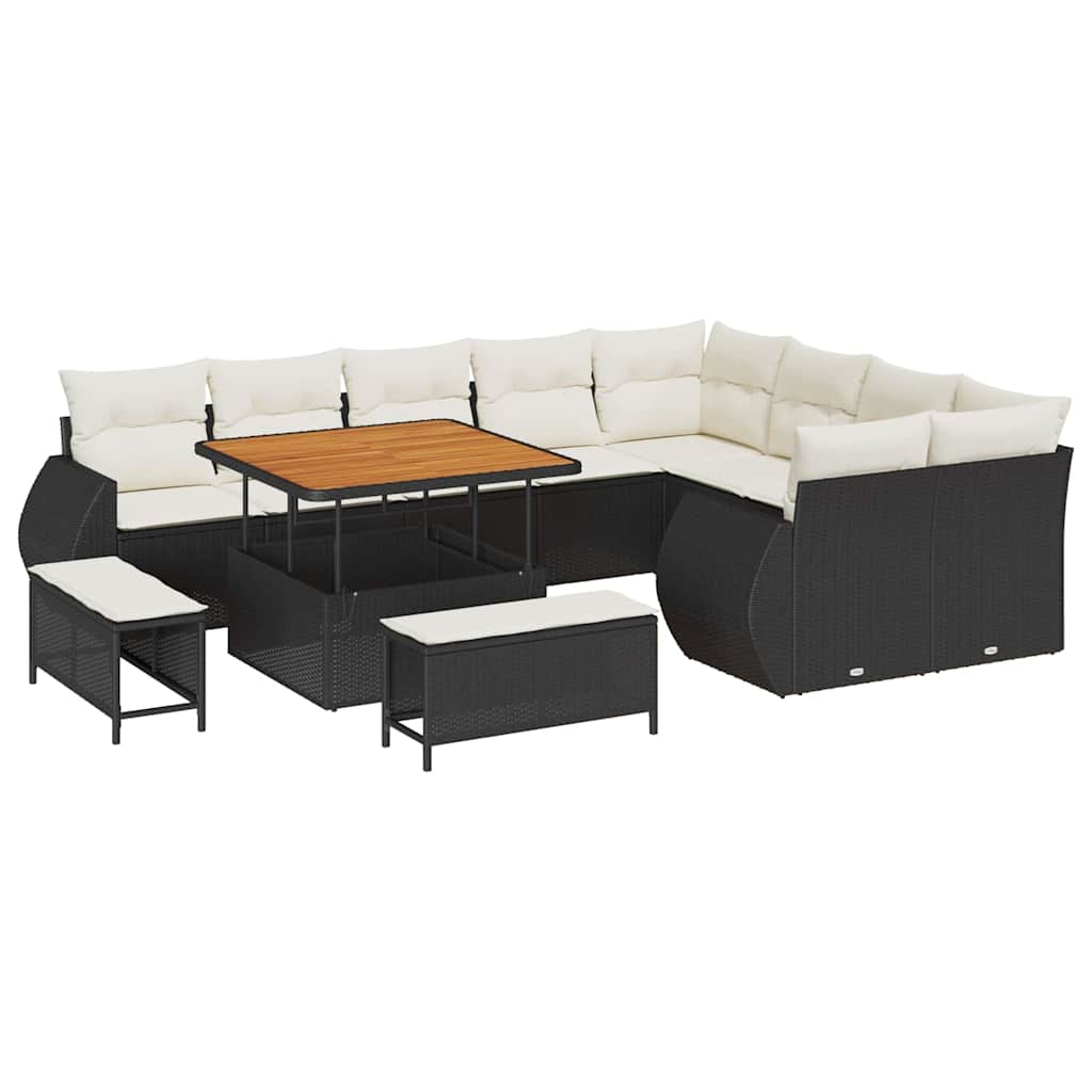 Gartensofa-set 12 stk. Schwarz Poly-Rattan
