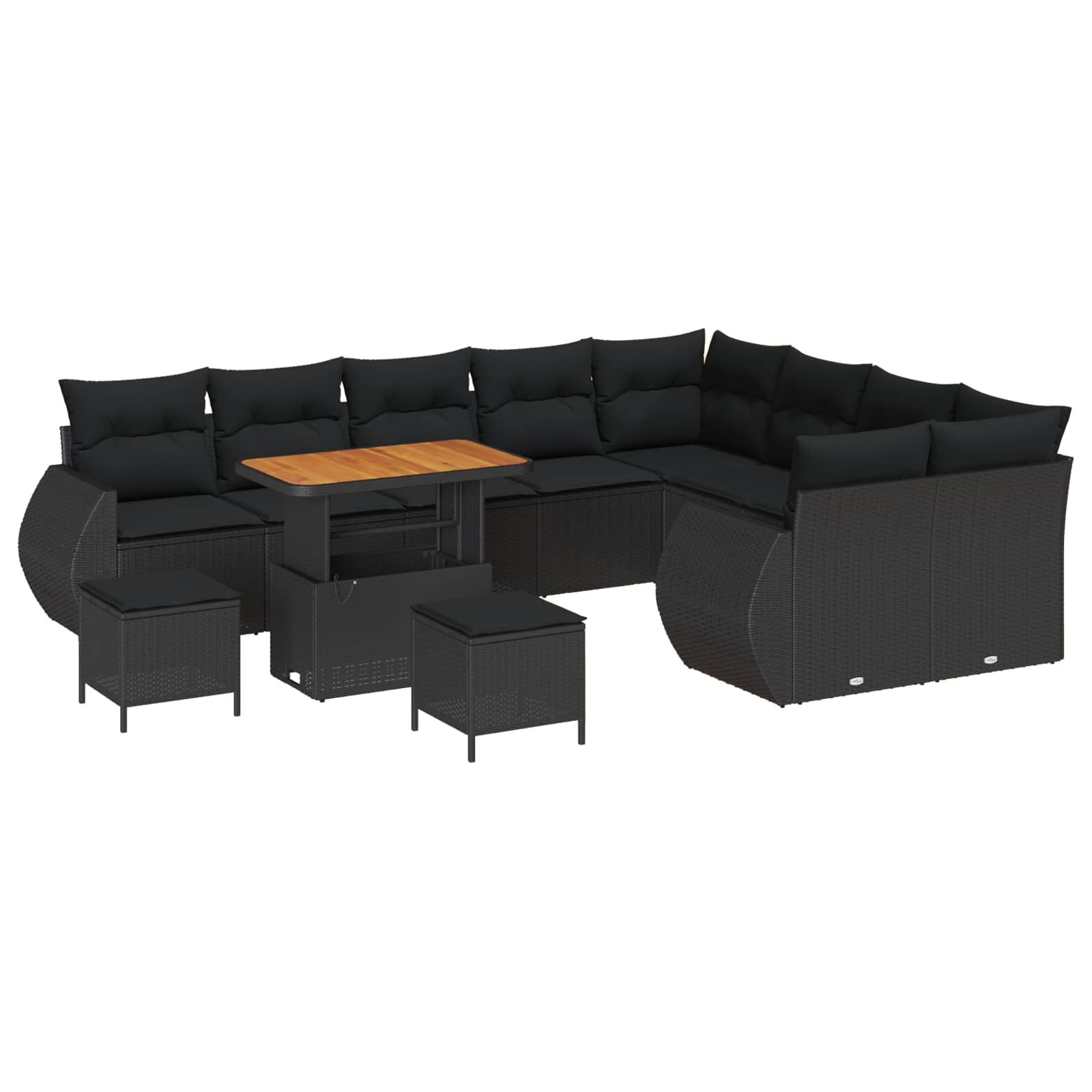 Gartensofa-set 12 stk. Schwarz Poly-Rattan