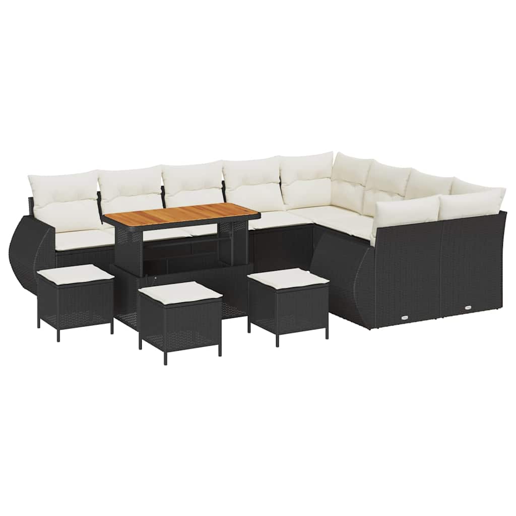 Gartensofa-set 13 Stk. Schwarz Poly-Rattan