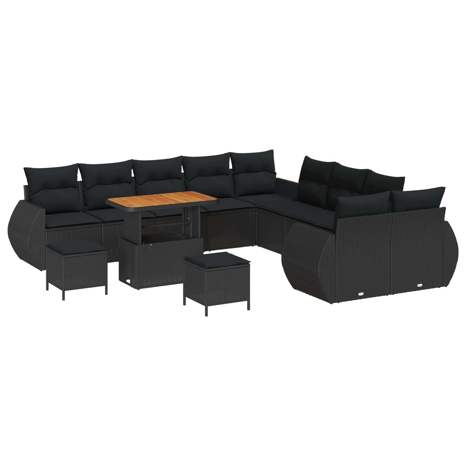 Gartensofa-set 13 Stk. Schwarz Poly-Rattan