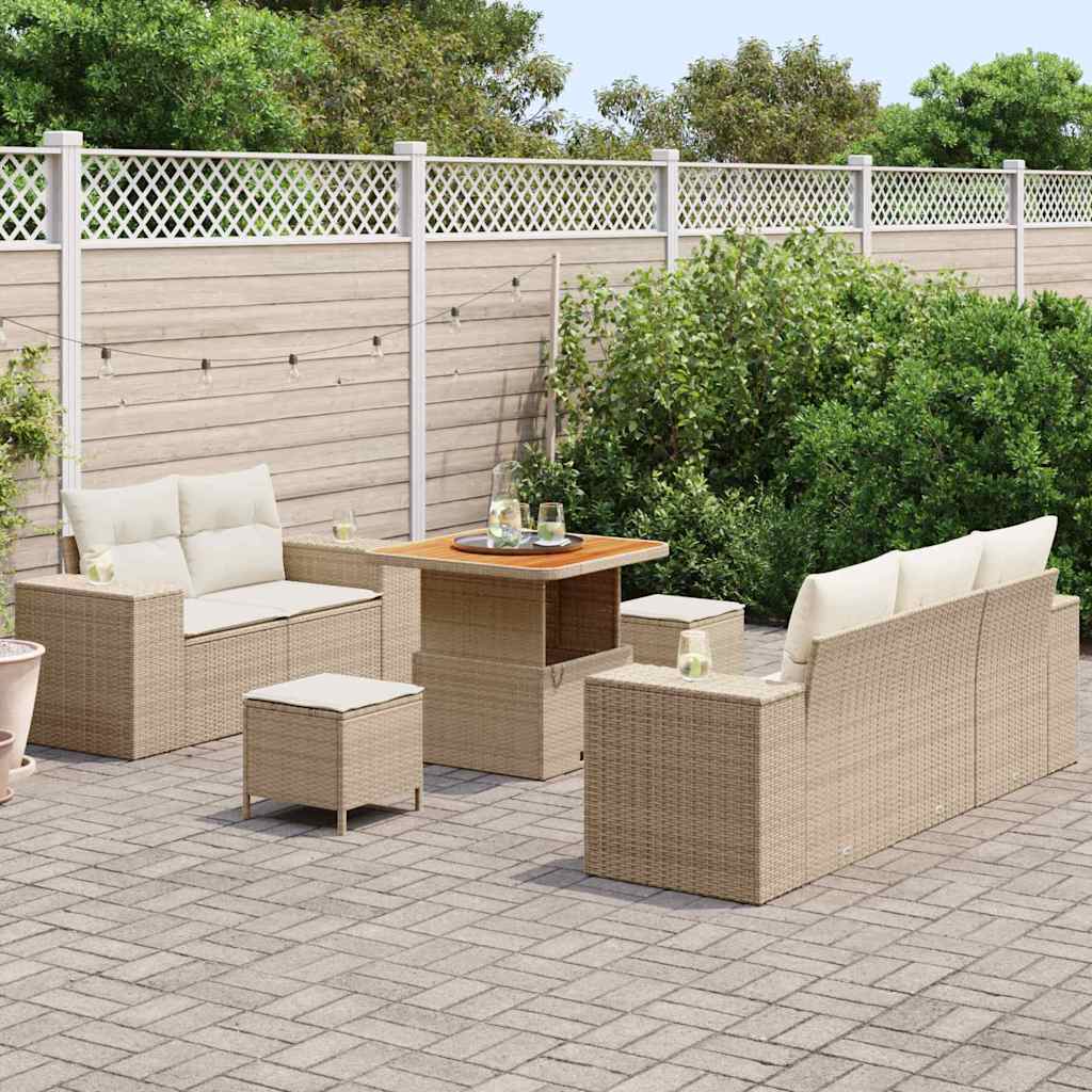 Gartensofa-set 8 pcs Beige Poly-Rattan