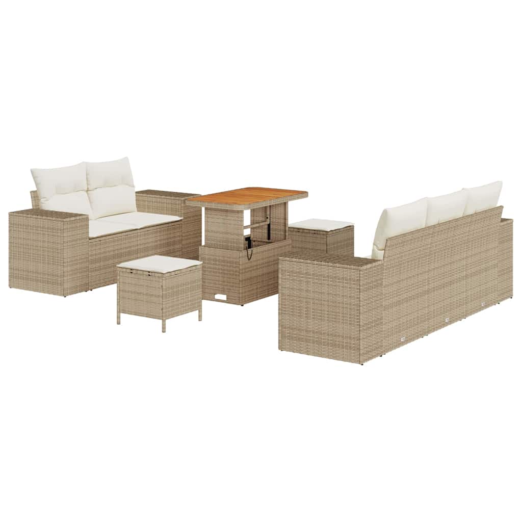 Gartensofa-set 8 pcs Beige Poly-Rattan