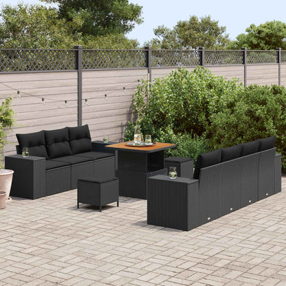 Gartensofa-set 10 stk. Schwarz Poly-Rattan