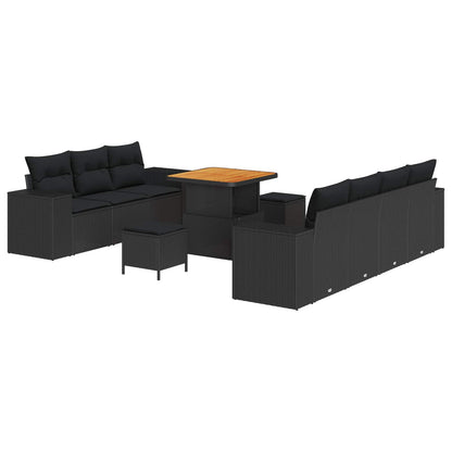 Gartensofa-set 10 stk. Schwarz Poly-Rattan