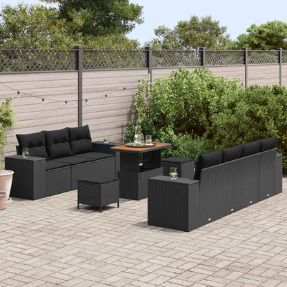 Gartensofa-set 10 stk. Schwarz Poly-Rattan