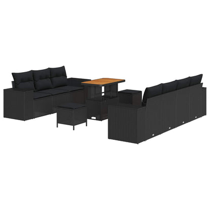 Gartensofa-set 10 stk. Schwarz Poly-Rattan