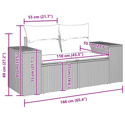 Gartensofa-set 10 stk. Schwarz Poly-Rattan