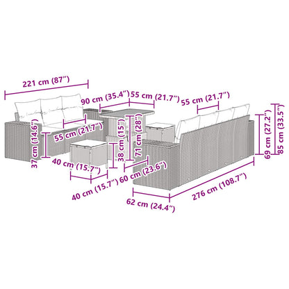 Gartensofa-set 10 stk. Schwarz Poly-Rattan