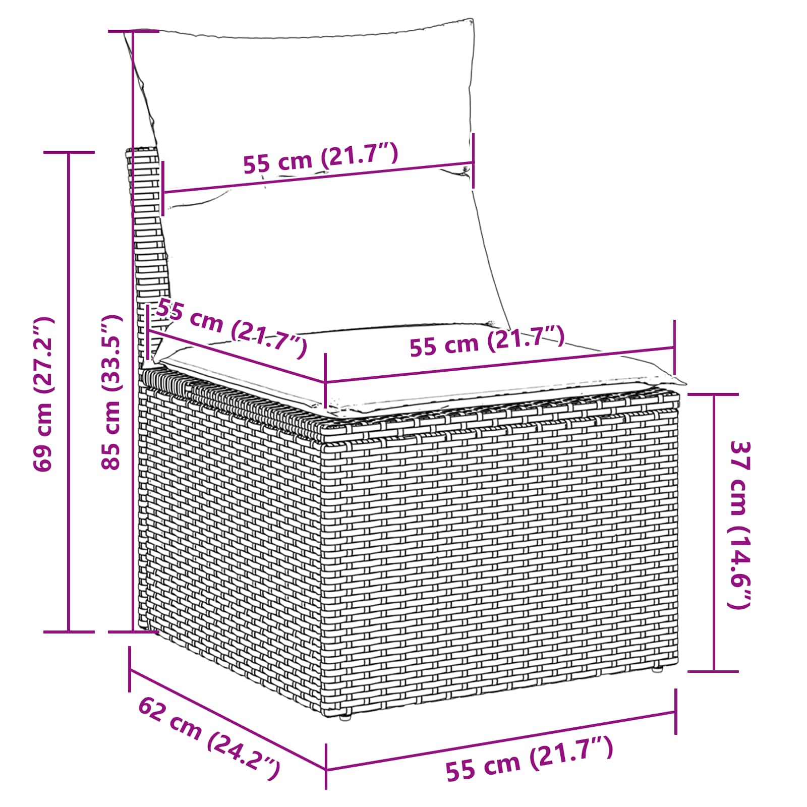 Gartensofa-set 11 stk. Schwarz Poly-Rattan