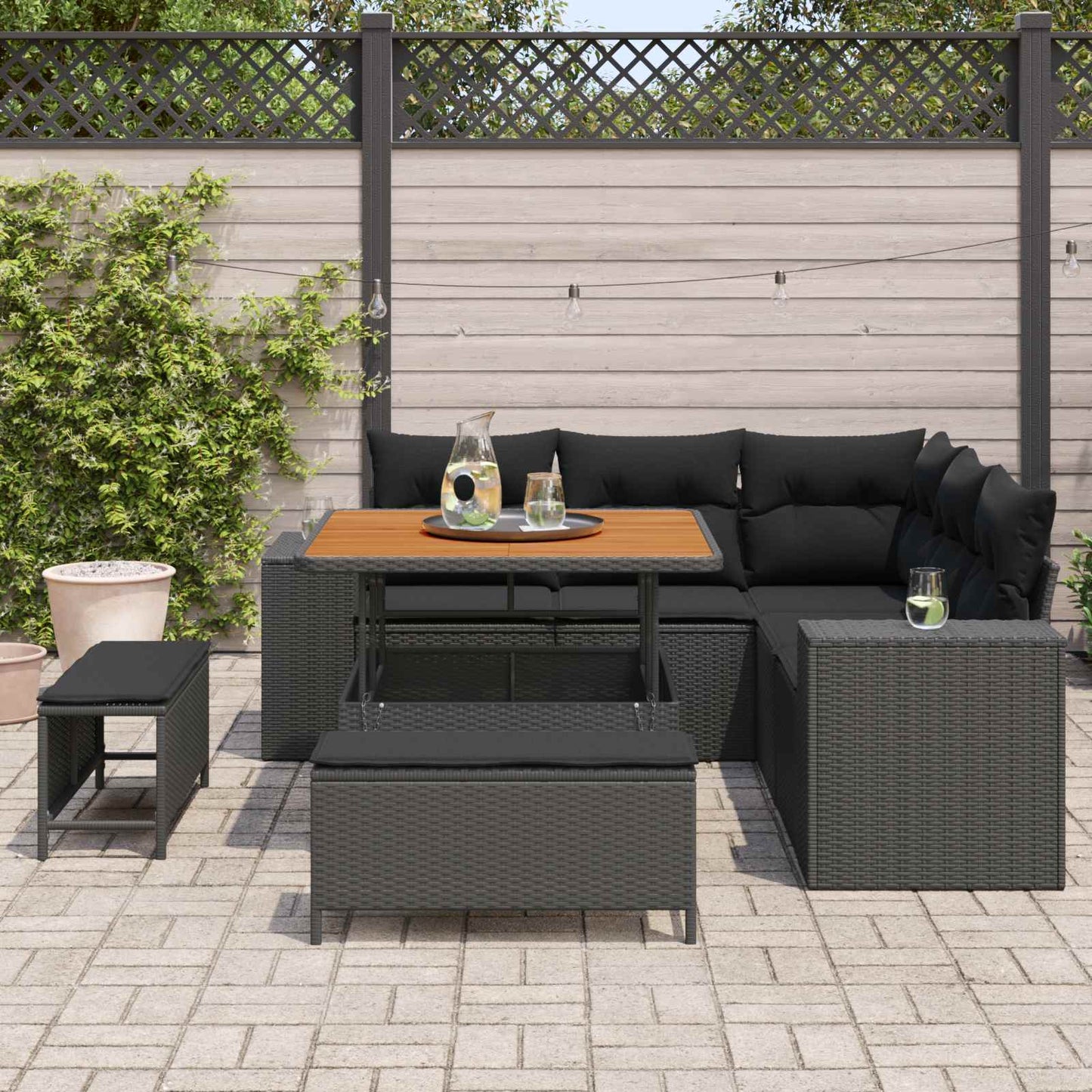 Gartensofa-set 8 stk. Schwarz Poly-Rattan