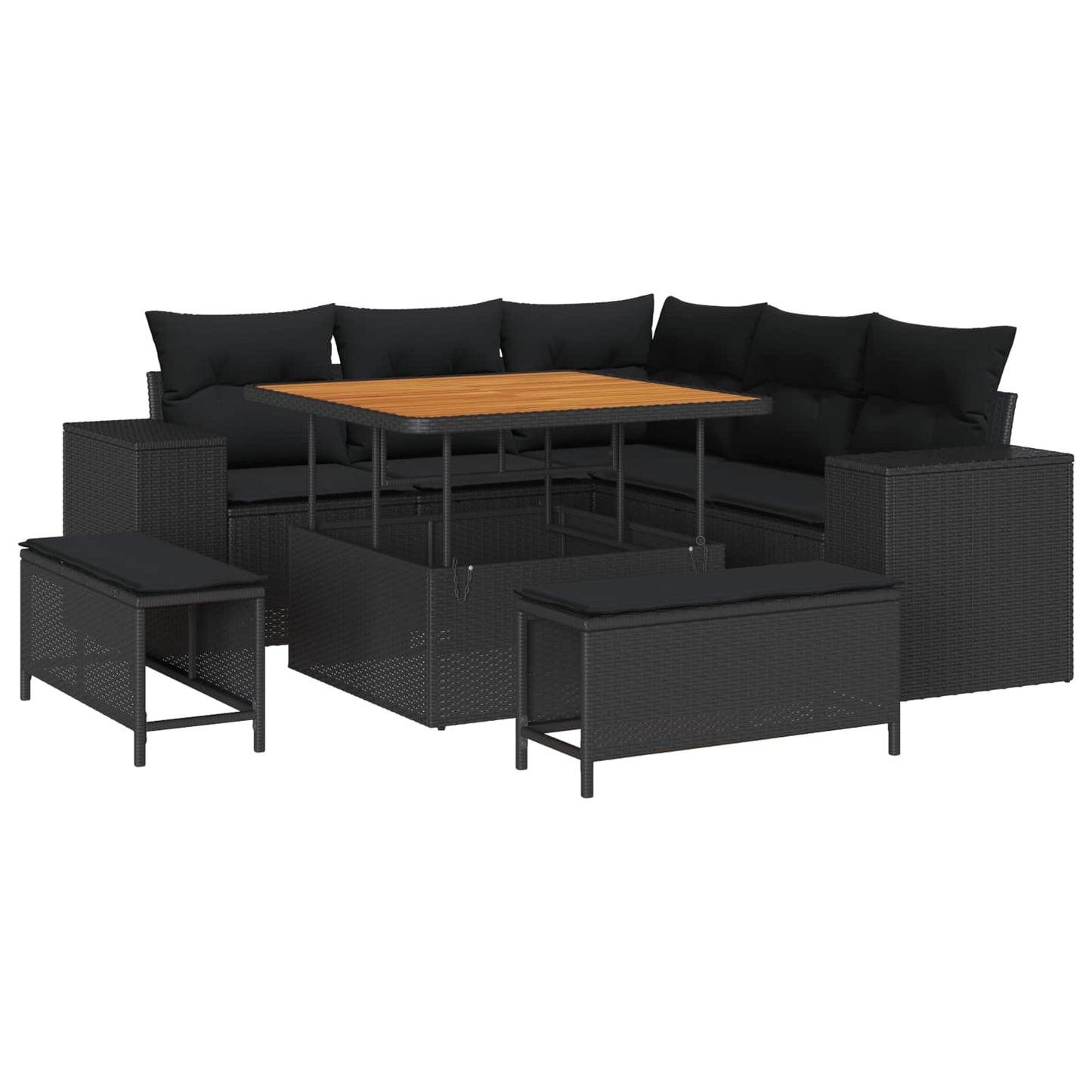 Gartensofa-set 8 stk. Schwarz Poly-Rattan
