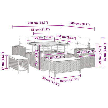Gartensofa-set 8 stk. Schwarz Poly-Rattan