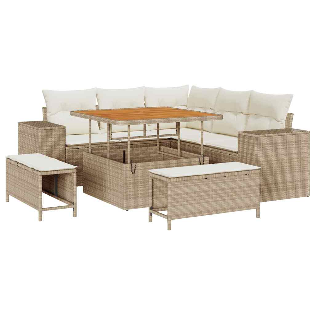 Gartensofa-set 8 stk. Beige Poly-Rattan