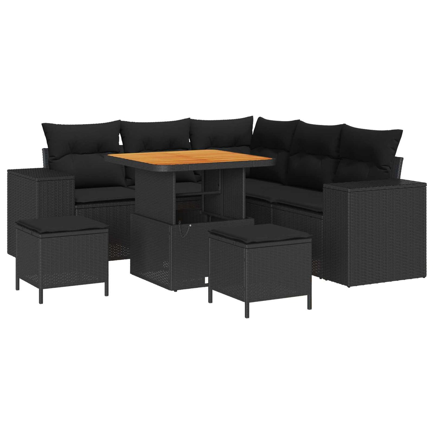 Gartensofa-set 8 stk. Schwarz Poly-Rattan