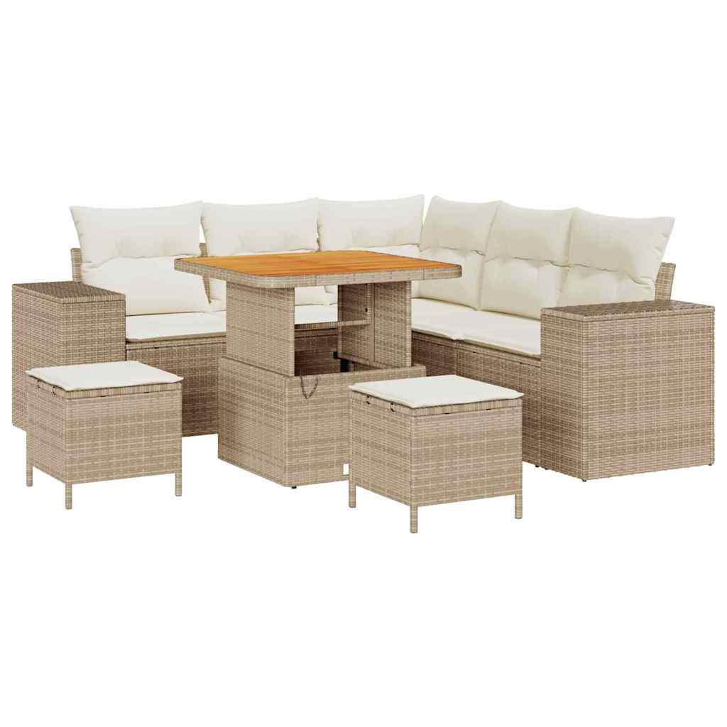 Gartensofa-set 8 stk. Beige Poly-Rattan