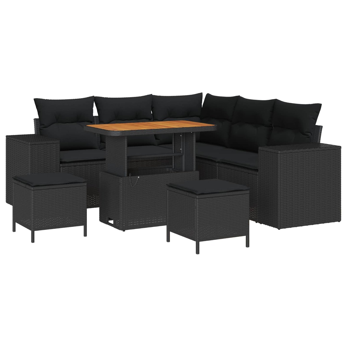 Gartensofa-set 8 stk. Schwarz Poly-Rattan