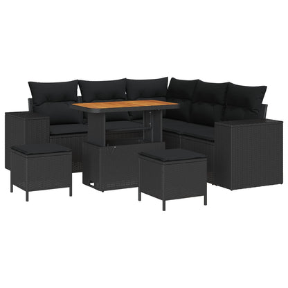 Gartensofa-set 8 stk. Schwarz Poly-Rattan