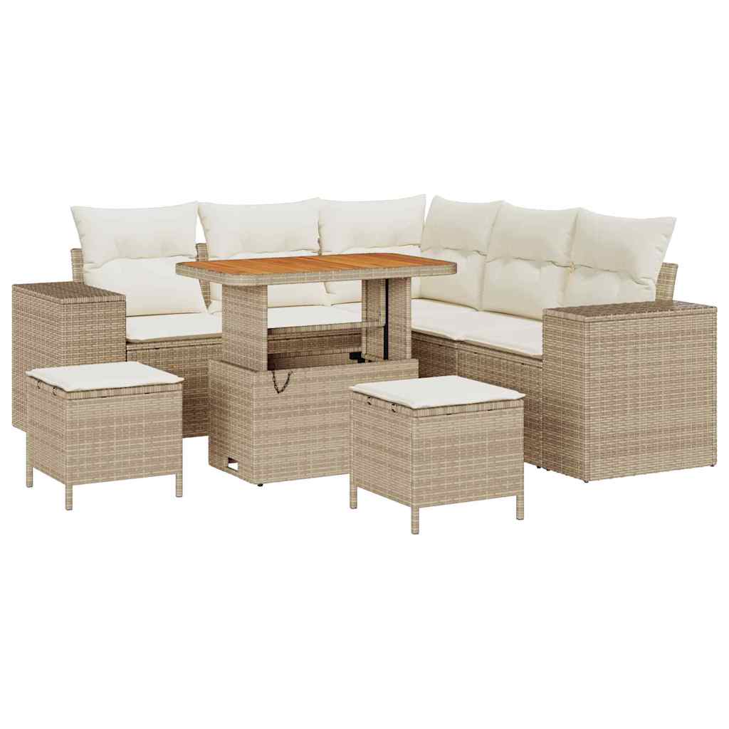 Gartensofa-set 8 stk. Beige Poly-Rattan