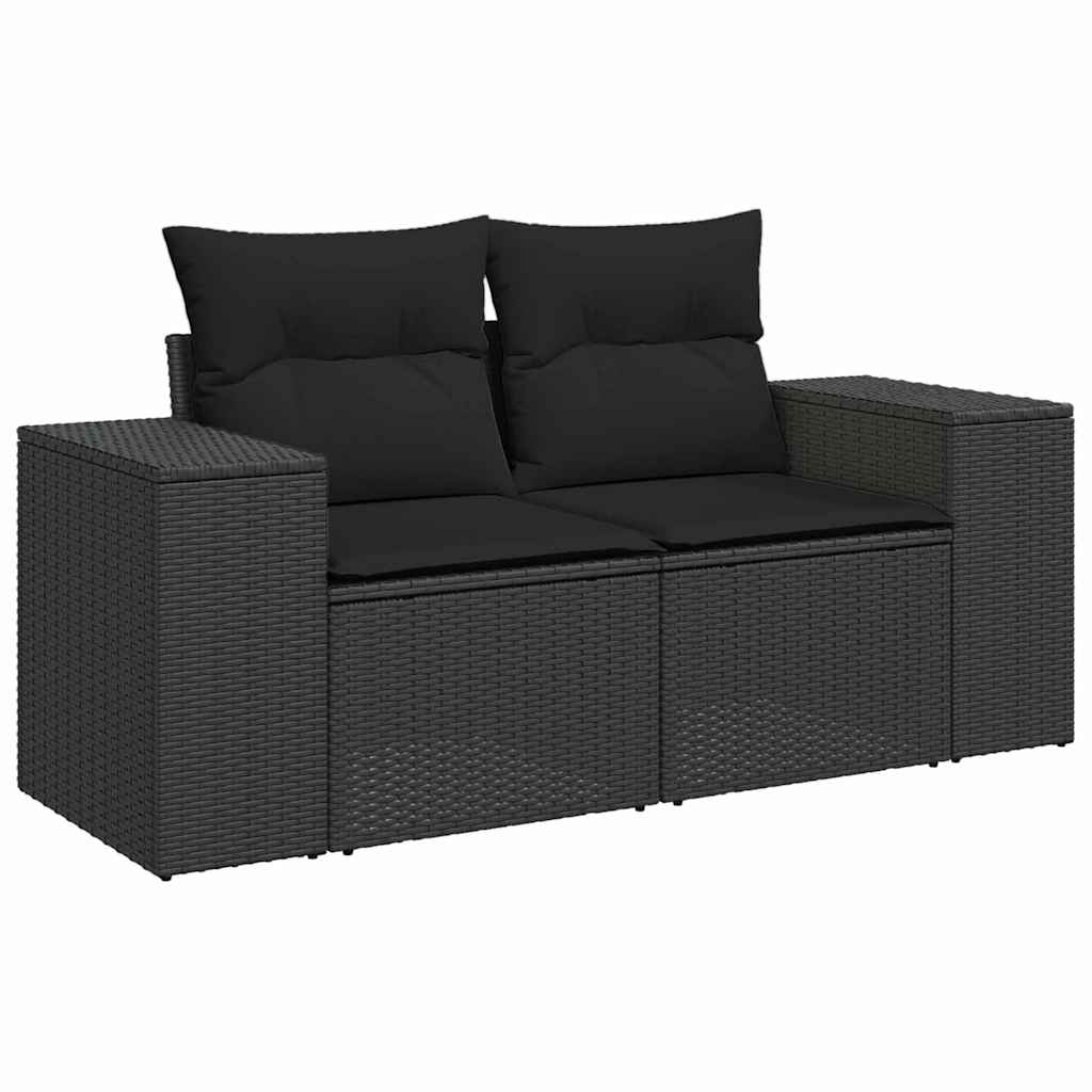 Gartensofa-set 9 stk. Schwarz Poly-Rattan