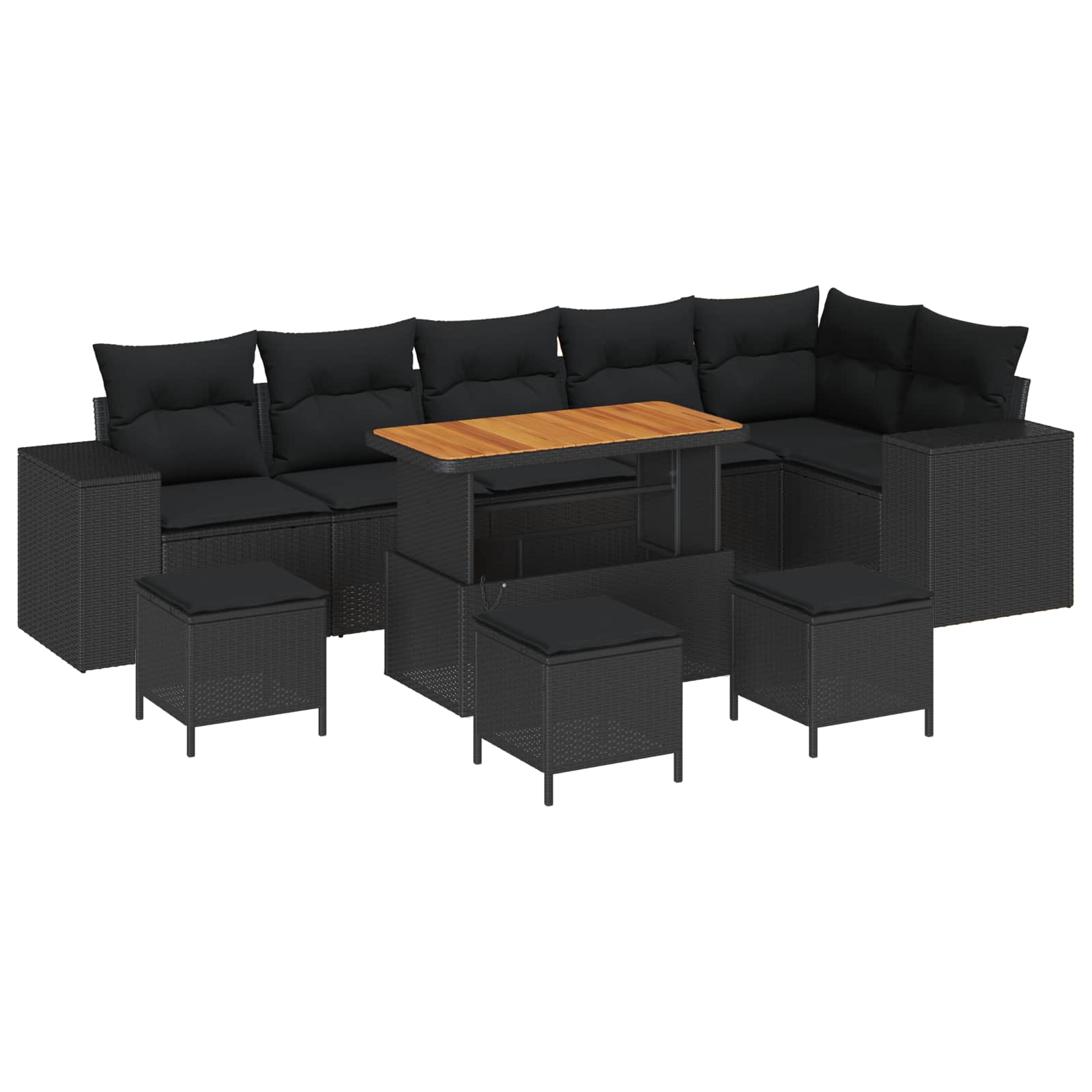 Gartensofa-set 10 Stk. Schwarz Poly-Rattan
