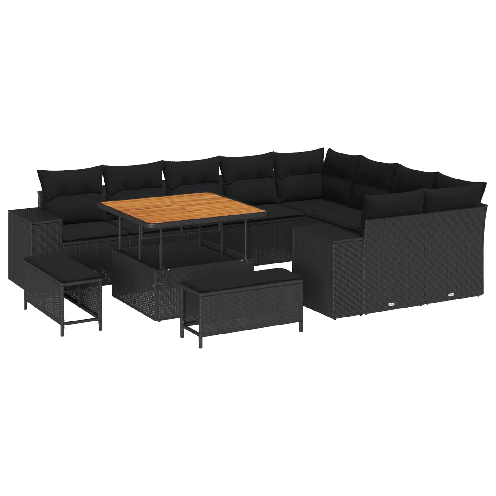 Gartensofa-set 12 stk. Schwarz Poly-Rattan