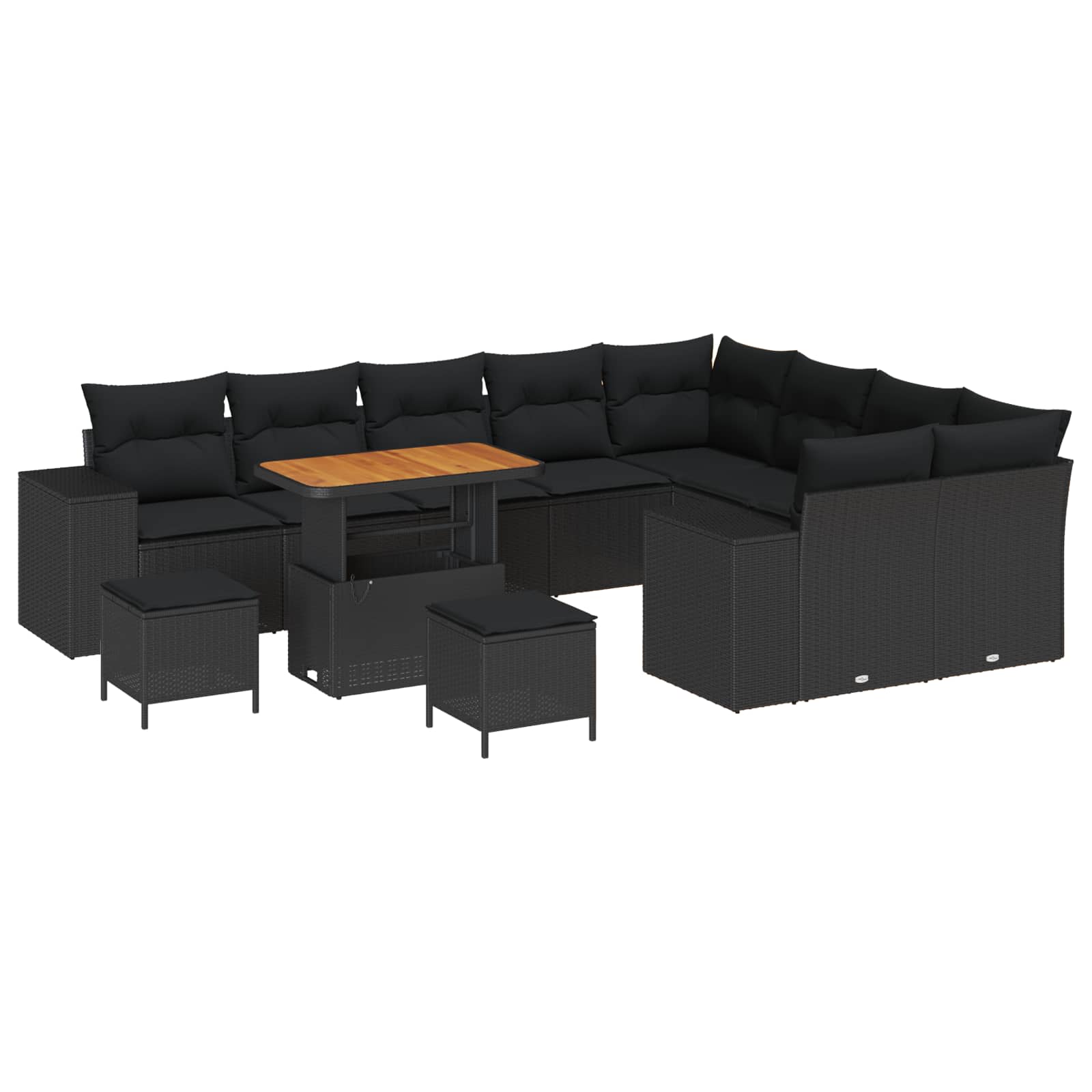 Gartensofa-set 12 Stk. Schwarz Poly-Rattan