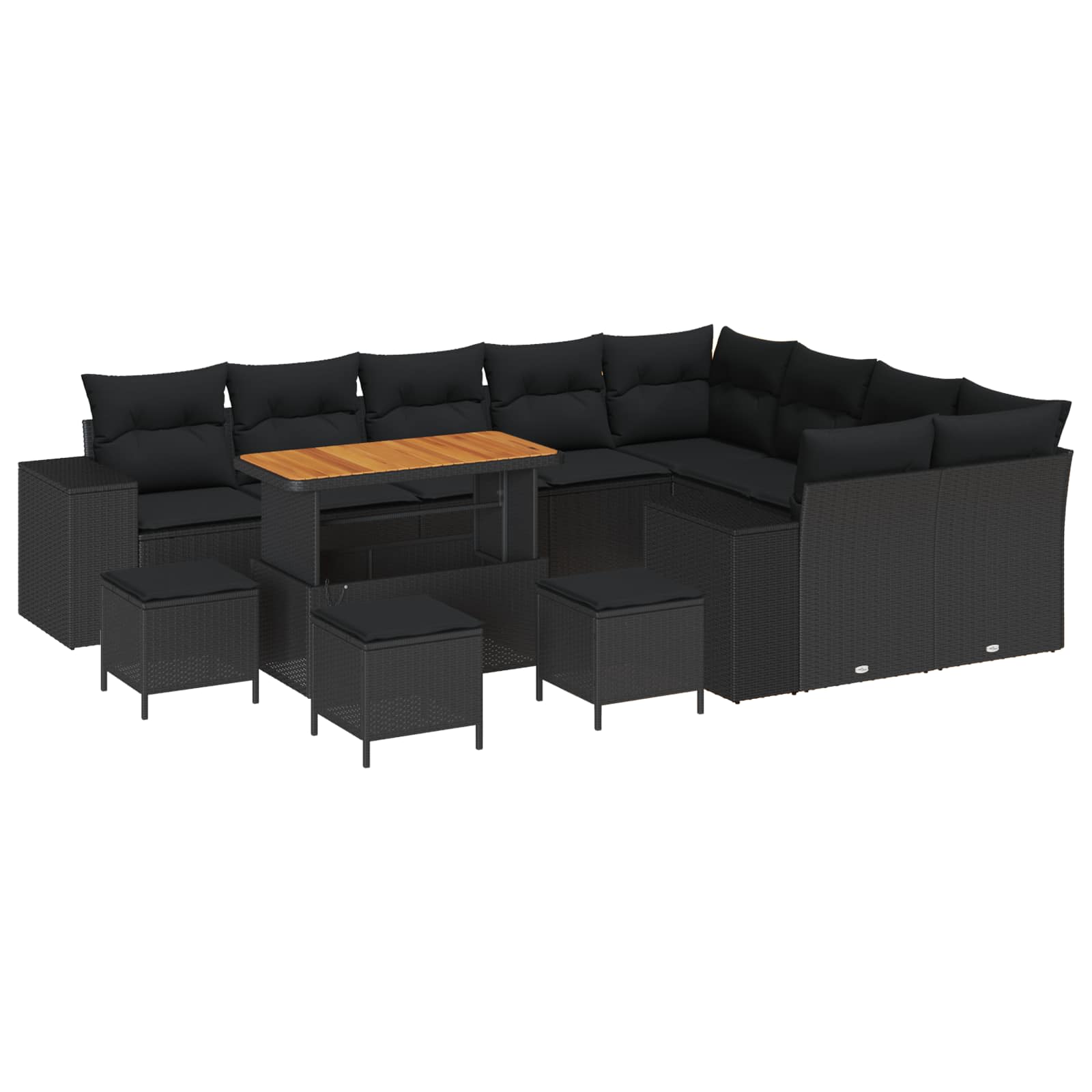 Gartensofa-set 13 stk. Schwarz Poly-Rattan