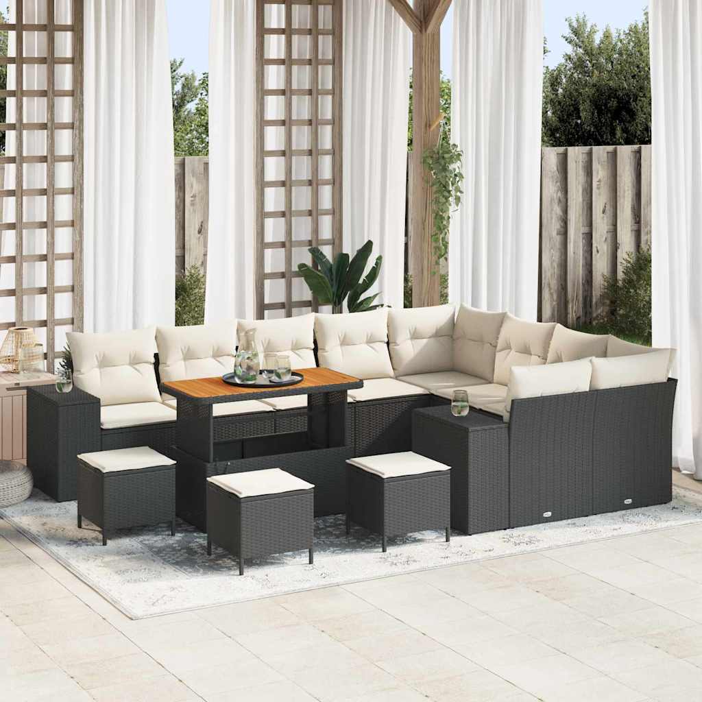 Gartensofa-set 13 Stk. Schwarz Poly-Rattan