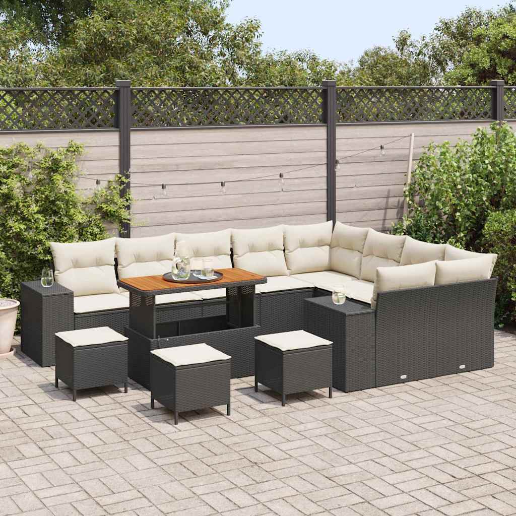 Gartensofa-set 13 Stk. Schwarz Poly-Rattan