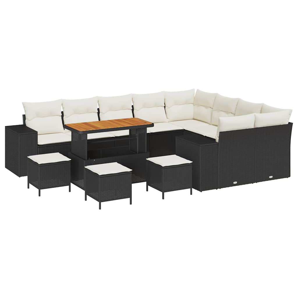 Gartensofa-set 13 Stk. Schwarz Poly-Rattan