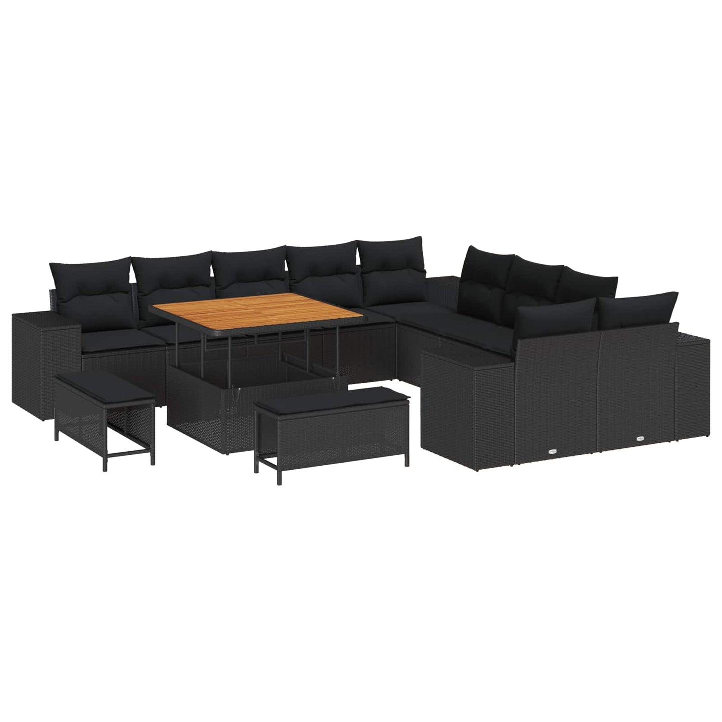 Gartensofa-set 13 Stk. Schwarz Poly-Rattan